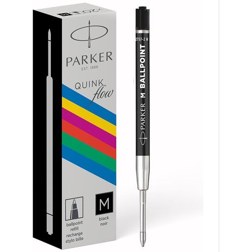 Parker Recharge Pour Stylo A Bille Quinkflow Eco Pointe Moyenne Noir