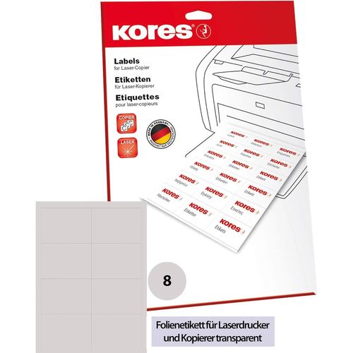 Kores Etiquette En Film, 105 X 74 Mm, Transparent