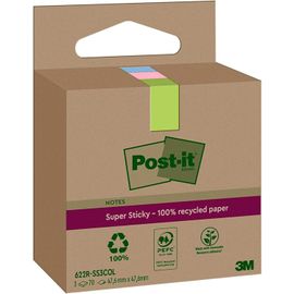 Post-It Super Sticky Recycling Notes, 47,6 X 47,6 Mm, Coloré