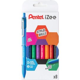 Pentel Pochette De 8 Stylos Bille Rétractables Izee, Bx470