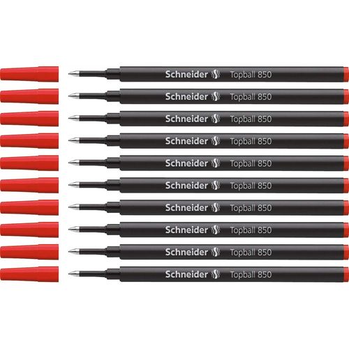 Schneider Lot De 10 Recharges Pour Roller Topball 850 05 Rouge