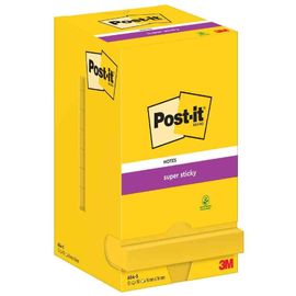 Post-It Pack 12 Bloc-Note Adhésif Super Sticky Notes 76 X 76 Mm Jaune