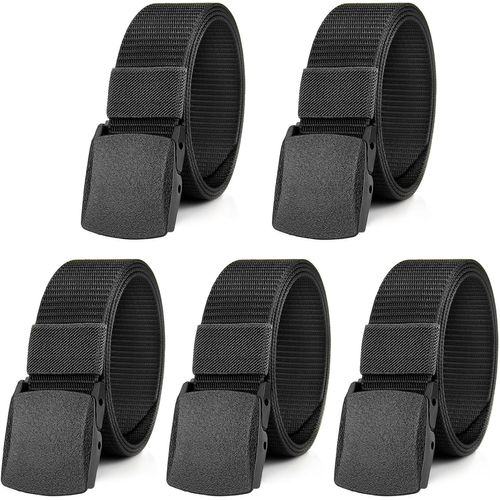 5 Pieces Men's Nylon Work Belts 130cm Adjustable Military Tactical No Metal Canvas Quick Through Airport Security.[E1054]