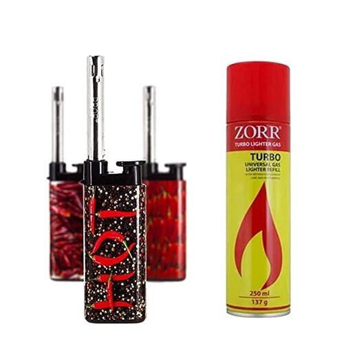 Pack De 3 Allume Gaz Piment + Recharge De Gaz