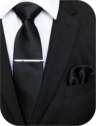Men's Multicoloured Satin Tie And Tie Clips And Pocket Square Emsemblance.[B885]