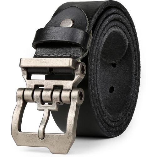 Men's Genuine Leather Belt,Leather Belt For Casual Jeans,Length 105 Cm-165 Cm For Regular Or Large Size,Black Brown 38 Mm.[E477]