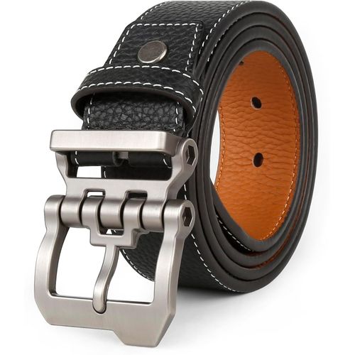 Men's Genuine Leather Belt,Leather Belt For Casual Jeans,Length 105 Cm-165 Cm For Regular Or Large Size,Black Brown 38 Mm.[E480]