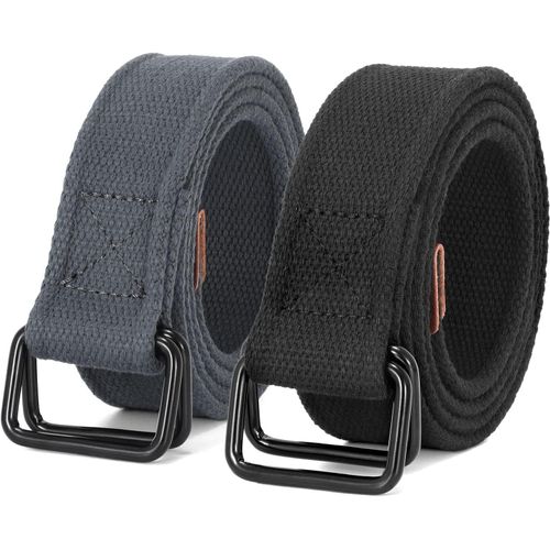 Ceinture En Toile Pour Hommes Boucle Double Noire Ceinture En Maille Décontractée Pack De 2[Cei9260648]