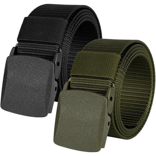 Men's Nylon Belt,120/125/130 Cm Elastic Belt For Men,Military Tactical Belts,Adjustable Metal Free Plastic Buckle,Quick Through Airport Security.[E311]