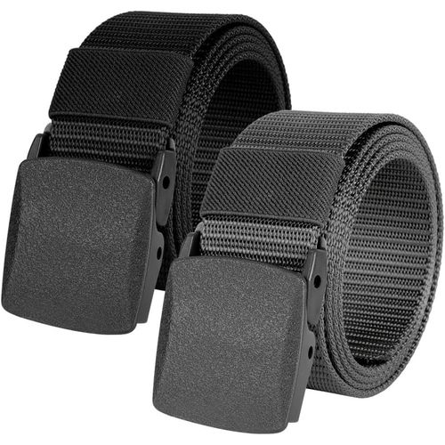 Men's Nylon Belt,120/125/130 Cm Elastic Belt For Men,Military Tactical Belts,Adjustable Metal Free Plastic Buckle,Quick Through Airport Security.[E312]