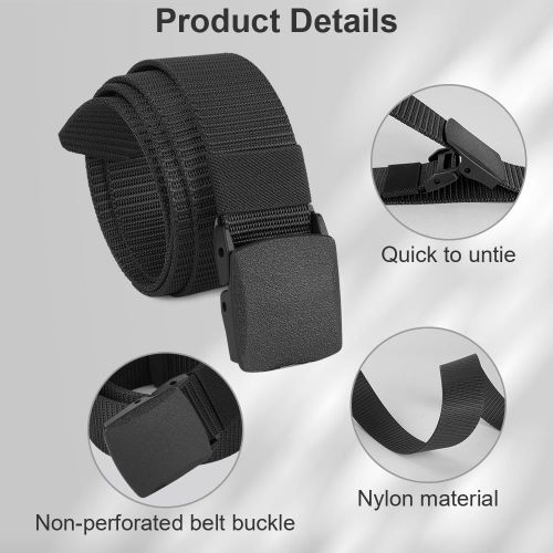 Tzf-Ceinture En Nylon Homme, 120/125/130cm Ceinture Élastique Pour Homme, Ceintures Tactique Militaire, Ajustable Sans Métal Boucle En Plastique, Rapide À Travers Sécurité De L'aéroport