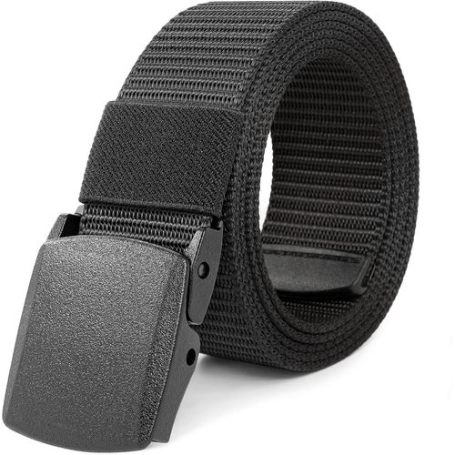 Tianyi-Ceinture Travail Homme,Ceinture Homme,Ceintures Réglable En Tissu Toile Pour Nylon Hommes Noir,Pas De Boucles Métalliques, Passe Rapidement Par La Sécurité De L'aéroport, Convient Pour Et Les