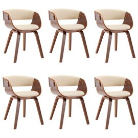 Chaises de salle à manger 6 pcs Crème Bois courbé et similicuir - VidaXL
