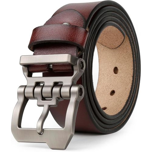 Men's Genuine Leather Belt,Leather Belt For Casual Jeans,Length 105 Cm-165 Cm For Regular Or Large Size,Black Brown 38 Mm.[E471]