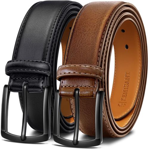 Cauc-Ceinture Homme 2 Paquet, Ceinture Cuir Pour Jeans Travail Décontractée,31mm,Taille Fixe