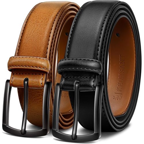 Cauc-Ceinture Homme 2 Paquet, Ceinture Cuir Pour Jeans Travail Décontractée,31mm,Taille Fixe