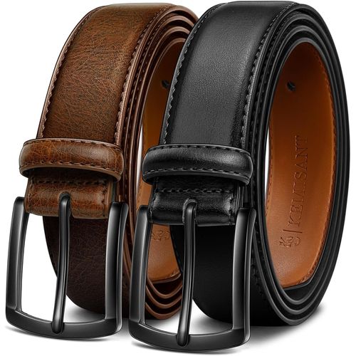 Cauc-Ceinture Homme 2 Paquet, Ceinture Cuir Pour Jeans Travail Décontractée,31mm,Taille Fixe