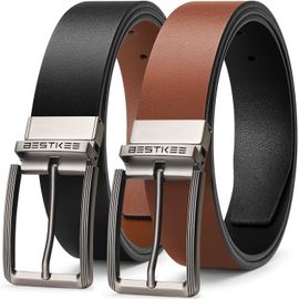 Cauc-Ceinture Homme, 35 Mm Ceinture En Cuir Double Face - Pour Pantalons Décontractés, Golf, Chemises Habillées Et Jeans, Utilisable Des Deux Côtés