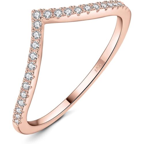 Forme V Love Cubic Zirconia Moissanite Bague Taille Rond Pierre Argent 925 Femme, Plaqué Or Jaune Or Rose Bague Diamant Simulé Fiançailles Mariage Promise Alliance,Ensemble Bijoux Mariee