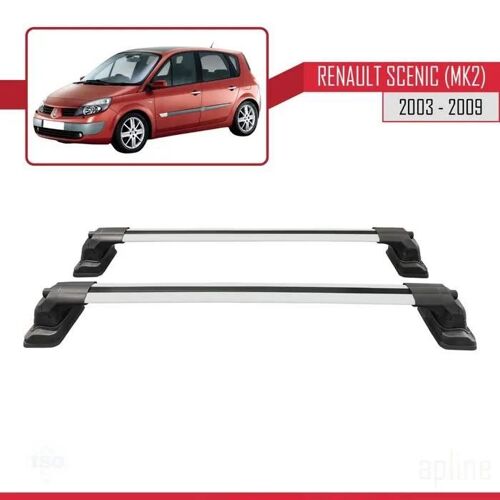 Barres De Toit - Ace-3 - Compatible Renault Scenic Mk2 - Aluminium - 2 Barres - Charge Utile < 300 Kg