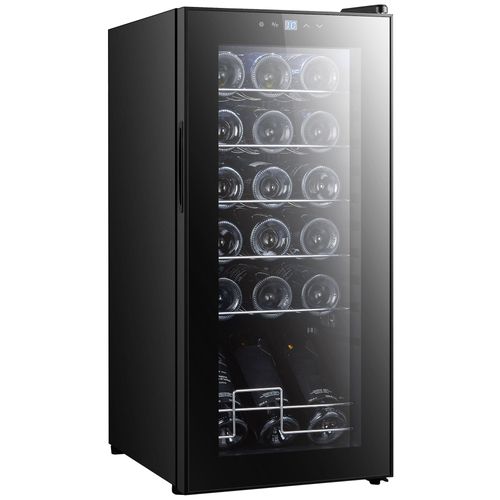Cave à vin HOMCOM, compresseur pour 18 bouteilles, 50 L, porte vitrée, 5-18°C, avec interrupteur tactile