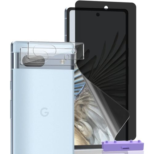 Kit Protection Google Pixel 7a - Film Écran Vie Privée Tpu 0,22 Mm (Compatible Empreinte Digitale) + 2 Protège-Objectifs Verre Trempé 9h, Installation Facile Bord À Bord