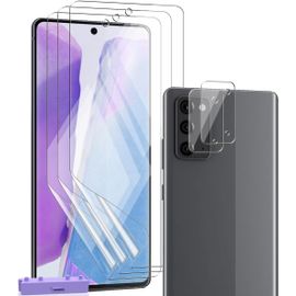Samsung Galaxy Note 20 ¿ Pack 3 Films De Protection Écran Tpu Flexibles Hd Auto-Cicatrisants + 2 Verres Trempés Protection Objectif 9h, Transparent (Bords Incurvés)