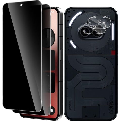 Film De Confidentialité En Verre Trempé Pour Nothing Phone 2a ¿ Pack 2+2 (2 Films Écran + 2 Protections Lentille), 9h Anti-Rayures, Tactile Réactif, Pose Sans Bulles