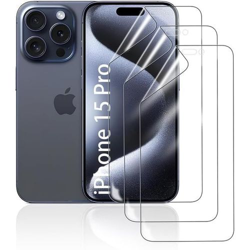 Films De Protection D'écran Pour Iphone 15 Pro, 3 Pièces Film Hydrogel Transparent Hd Souple En Tpu Film De Protection D'écran Anti-Rayures Anti-Traces De Doigts Auto-Réparatrice