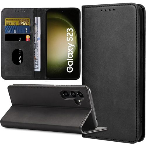 Étui Portefeuille Cuir Premium Pour Samsung Galaxy S23 5g - Protection 360°, 3 Emplacements Cartes, Support Intégré Et Fermeture Magnétique
