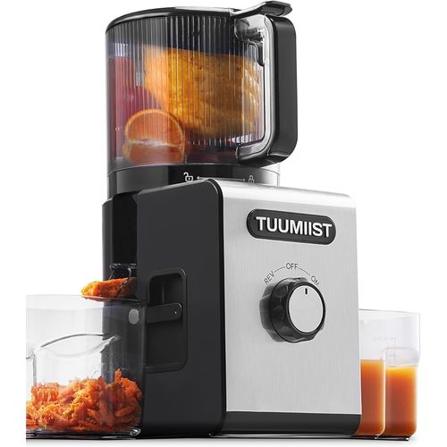 Extracteur de jus XXL 150 mm, TUUMIIST¿ Grand Calibre, Fruits et Légumes Entiers, Centrifugeuse Extracteur de Jus Capacité 3 L pour la Famille, Rendement de Jus 99%, sans BPA, Nettoyage en un Clic
