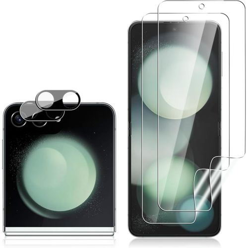 PROTECTION ÉCRAN POUR SAMSUNG GALAXY Z FLIP 6 2024, ¿2 +2 PIÈCES¿ ANTI-RAYURES FILMS DE PROTECTION EN TPU FLEXIBLE ET CAMÉRA VERRE TREMPÉ, PROTECTEUR D'ÉCRAN POUR GALAXY Z FLIP6 5G