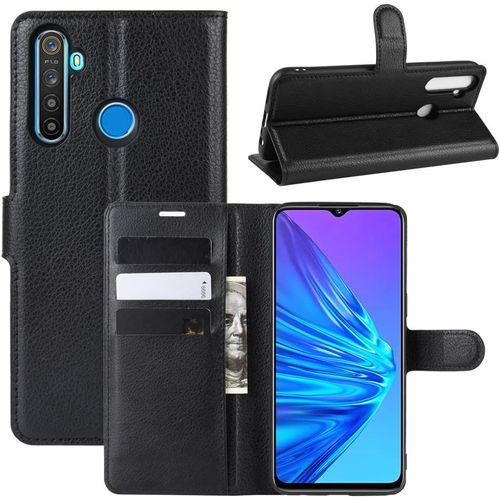 Coque Realme 6i / Realme 5 / Realme 5i / Realme C3, Antichoc Portefeuille Étui Housse En Cuir À Rabat Flip Cover Case Avec Porte Carte, Béquille, Boucle Magnétique Pour Realme 5, Noir