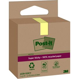Post-It Super Sticky Recycling Notes, 47,6 X 47,6 Mm, Jaune