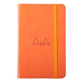 Rhodia Carnet Webnotebook A6 9x14cm Couverture Simili Cuir Tangerine 192 Pages 90g Ligné Élastique Marque-Page Orange