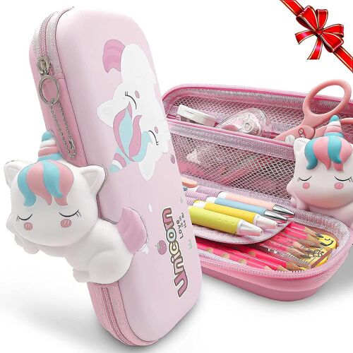 Trousse Licorne Fille, Adorable Trousse Pour Enfants, Sac De Rangement Grande Capacité Avec Compartiment