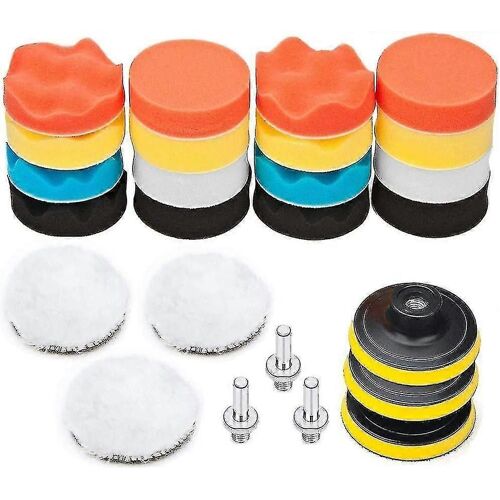 2025 25pcs Pollisage Voiture Kit, 75mm Ponge Disque De Polissage, Embout Polish Pour Perceuse, Brosse A Polir Pour Meuleuse,Tampon Lustrage Avec M10 A