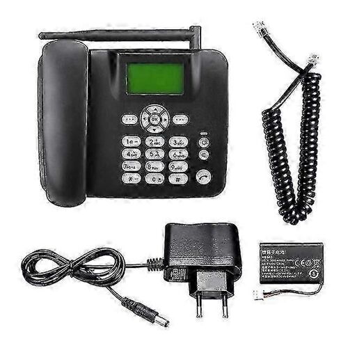 Téléphone fixe sans fil 4G, compatible GSM 850/900/1800/1900 MHz, carte SIM, téléphone sans fil avec antenne, radio-réveil - Noir