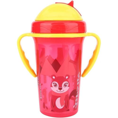 Gobelet Pour Enfants, 300 Ml, Gobelet À Paille Antidérapant Et Anti-Fuite, Gobelet D'apprentissage À Double Poignée Pour Enfants (Rouge)