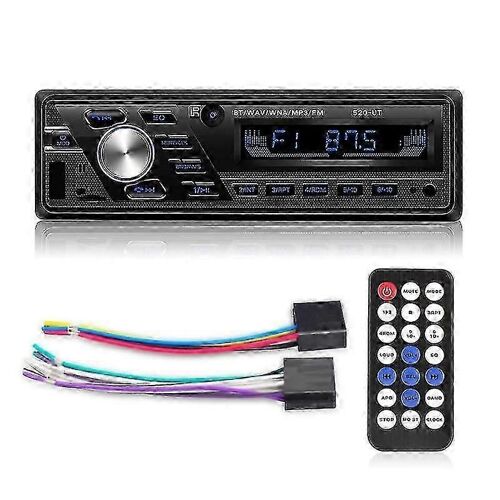 Autoradio 12 V/24 V, Bluetooth, 1 DIN, lecteur stéréo, téléphone, interface auxiliaire, ISO, MP3, FM, USB, télécommande, 12 V