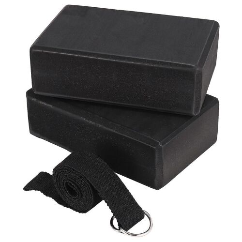 Ensemble De Blocs De Yoga Et De Sangles De Yoga En Mousse Eva Souple, Blocs Non-Yoga Universels Pour Étirements Et Entraînements, Noir