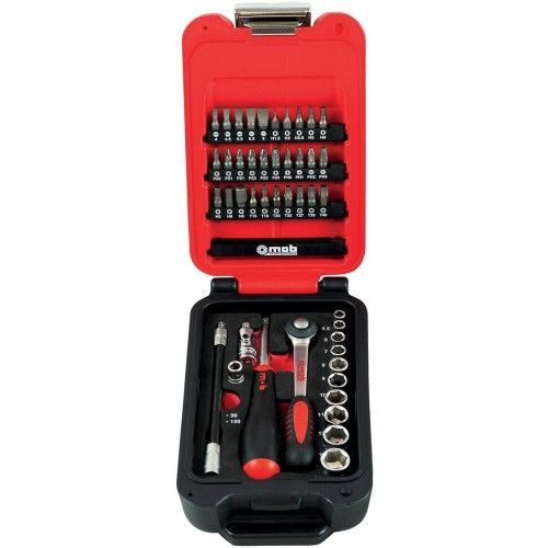 Coffret box 1/4" 6 pans avec cliquet rond - 46 pièces MOB