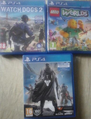 Lot Bradé (Moins De 7euros Pièce) De 3 Tres Bons Jeux Ps4 : Watch Dogs 2, Destiny, Lego Worlds. Achat A L'Unité Ok