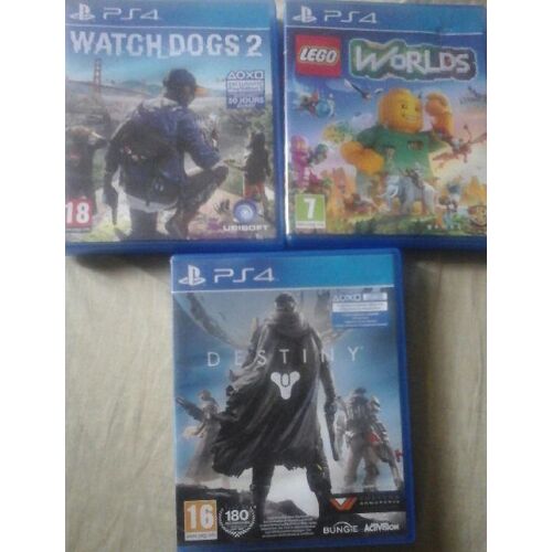 Lot Bradé (Moins De 7euros Pièce) De 3 Tres Bons Jeux Ps4 : Watch Dogs 2, Destiny, Lego Worlds. Achat A L'Unité Ok