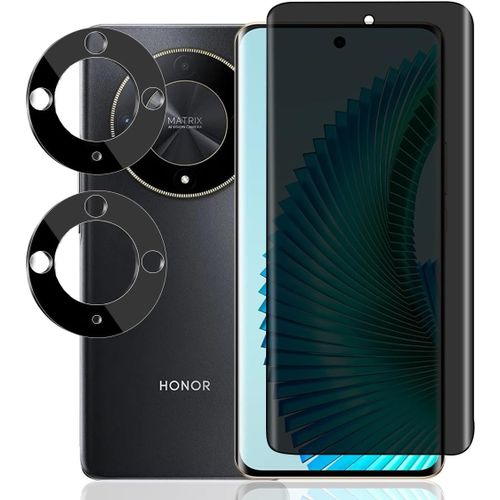 KAL-Verre Trempé Anti Espion Pour Honor Magic 6 Lite, 1 Pièces Privacy Film Et 2 Pièces Protecteur Caméra Arrière, Sans Bulles 9H Dureté Anti-Spy Protection Écran Pour Honor Magic 6 Lite