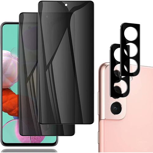 Lot 2 Verres Trempés Anti-Espion Pour Samsung Galaxy A35 + 2 Protecteurs Caméra ¿ Dureté 9h, Couverture 3d Bord-À-Bord, Haute Sensibilité