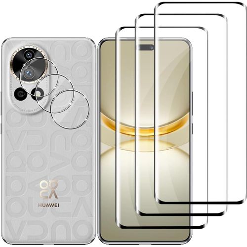 Lot 3 Protecteurs D¿Écran + 3 Protège-Objectifs Pour Huawei Nova 12 Ultra 5g ¿ Verre Trempé 0,26 Mm 9h, Ultra Résistant, Hd 99,9% Transparence