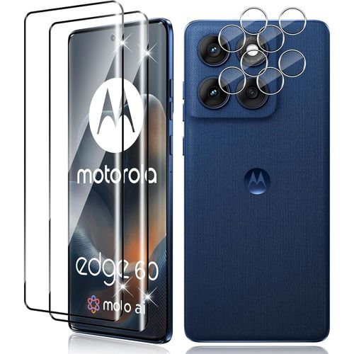 Verre Trempé Pour Motorola Moto Edge 60 - Pack 2 Protections Écran + 2 Protège-Caméras 3d Courbé, 9h Haute Définition, Oléophobe Anti-Traces, Installation Sans Bulles