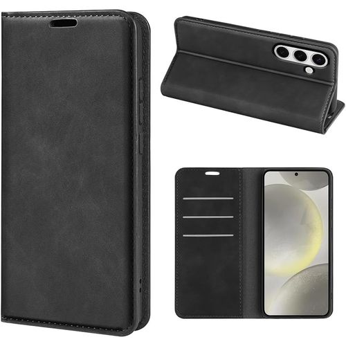 Étui Portefeuille En Cuir Pu Pour Samsung Galaxy S24 Fe 6,7 Pouces - Coque Antichoc Avec Porte-Cartes, Béquille Et Fermeture Magnétique - Noir