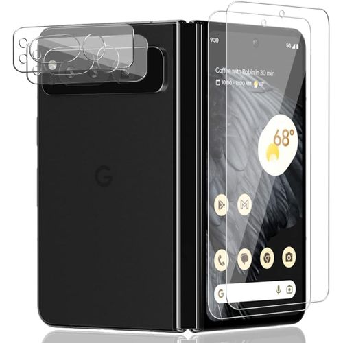 Verre Trempé Compatible Google Pixel Fold - Pack 2 Films Écran + 2 Protections Caméra Arrière 9h Anti-Rayures Haute Transparence Installation Sans Bulles